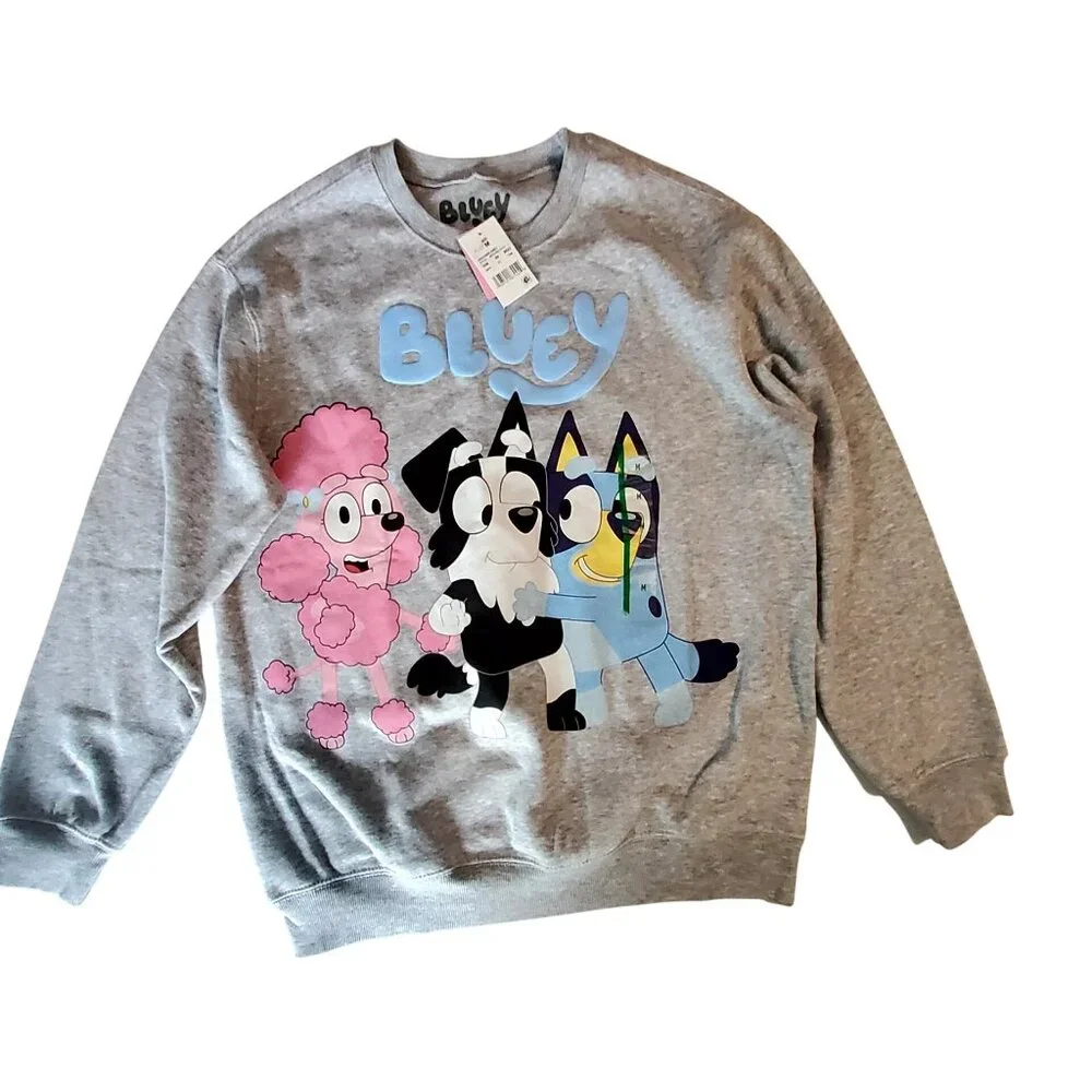 Bluey Heather Grey Sweatshirt Size M Featuring Best Buddies Front & Back Graphic - Picture 1 of 7